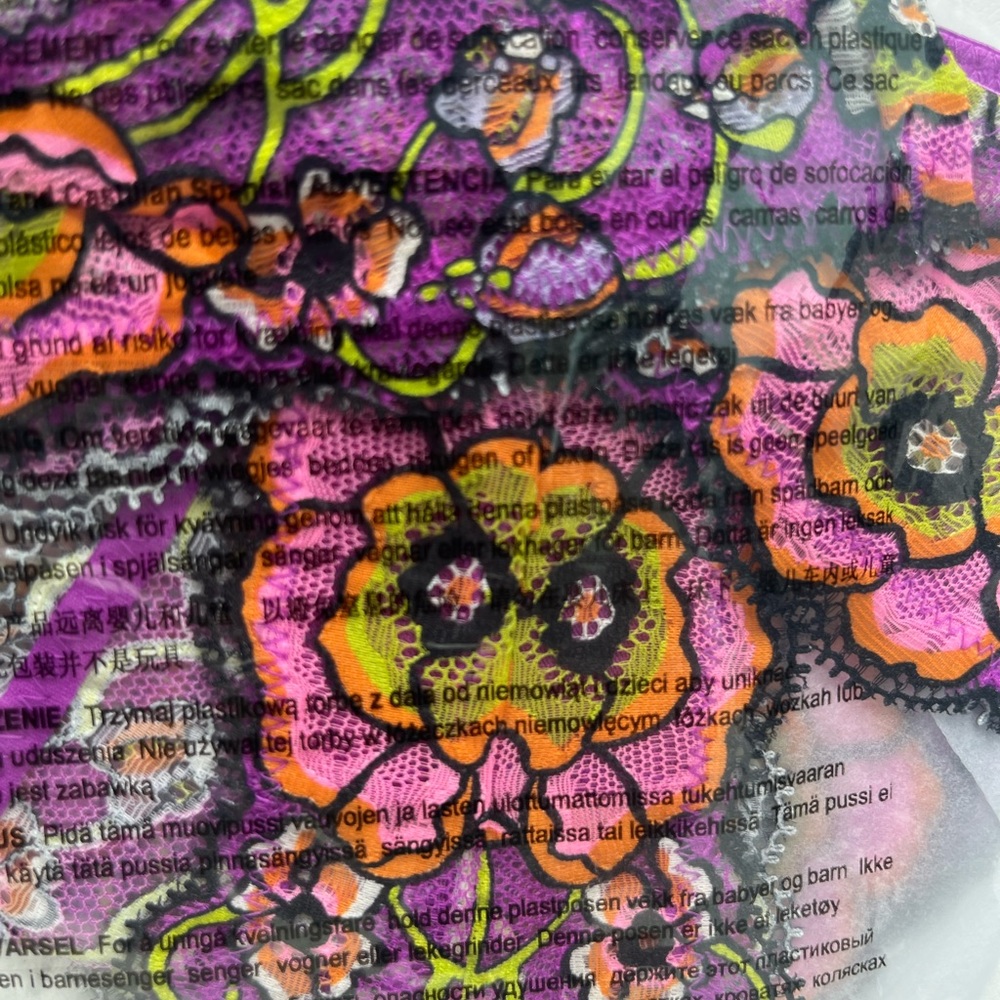 Savage X Fenty Juicy Purple Flower Poppy Print Mod Poppy Lace Brazilian Panty - Picture 5 of 9